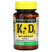 Mason Natural, Vitamin K2 Plus Vitamin D3, 100 mcg, 100 Tablets