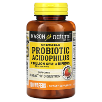 Mason Natural, Chewable Probiotic Acidophilus with Bifidus, Strawberry Flavor, 100 Wafers