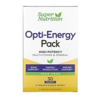 Super Nutrition, Opti-Energy Pack, мультивитаминная / минеральная добавка, без железа, 30 пакетиков (6 таблеток в каждом)