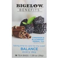 Bigelow, Benefits, Баланс, травяной чай с черникой и корицей, 18 чайных пакетиков, 1,39 унц. (39 г)