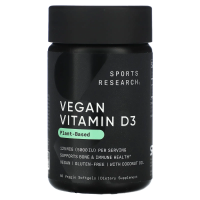 Sports Research, Витамин D3 для веганов, 125 мкг, 5000 МЕ, 60 растительных мягких таблеток