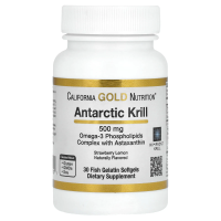 California Gold Nutrition, Жир арктического криля, с астаксантином, RIMFROST, натуральный клубничный и лимонный вкус, 500 мг, 30 желатиновых капсул-рыбок