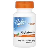Doctor's Best, Мелатонин, натуральный аромат мяты, 5 мг, 120 жевательных таблеток