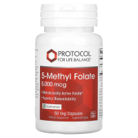 Protocol for Life Balance, 5-Methyl Folate, 5,000 mcg, 50 Veg Capsules