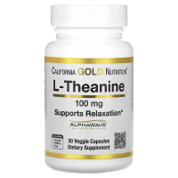 California Gold Nutrition, L-теанин, AlphaWave, способствует расслаблению, успокоению и концентрации, 100 мг, 30 вегетарианских капсул