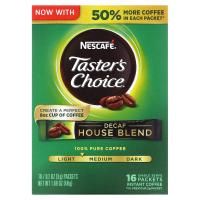 Nescafé, Тэйстерс Чойс, Растворимый Кофе, Декаф Хаус Бленд, 16 пакетиков, 0.1 унций (3 гр) каждый