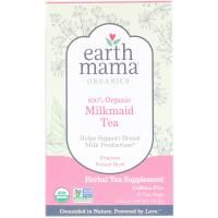 Earth Mama, Органический, 100% органический чай для кормящих мам, с ароматным фенхелем, без кофеина, 16 чайных пакетиков, 1,23 унц. (35 г)