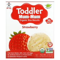 Hot Kid, Toddler Mum-Mum, Органические рисовые бисквиты, Клубника, 12 упаковок, 2,12 унц. (60 г)