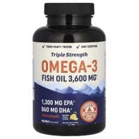 MAV Nutrition, Рыбий жир, омега-3 премиального качества, натуральный лимон, 120 мягких таблеток