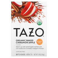 Tazo Teas, Органическое яблоко, запеченное с корицей, Растительный чай без кофеина, 20 фильтр-пакетов, 1,76 унции (50 г)