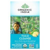 Organic India, Очищающий чай тулси, без кофеина, 18 пакетиков для заваривания, 1,02 унции (28,8 g)