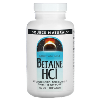 Source Naturals, Бетаина гидрохлорид, 650 мг, 180 таблеток