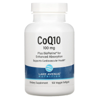 Lake Avenue Nutrition, коэнзим Q10, с BioPerine, 100 мг, 150 вегетарианских капсул