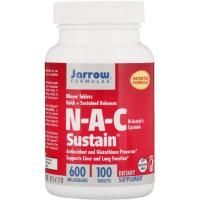 Jarrow Formulas, N-A-C Sustain, N-ацетил-L-цистеин, 600 мг, 100 таблеток