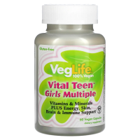 VegLife, Vital Teen, витаминный комплекс для девочек, 60 вегетарианских капсул