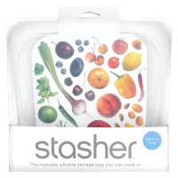 Stasher, Многоразовая силиконовая сумка для пищевых продуктов, среднего размера, прозрачная, 15 ж. унц. (450 мл)