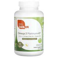 Zahler, Omega 3 Platinum + D, улучшенная Омега-3 с витамином D3, 3000 мг, 180 мягких таблеток