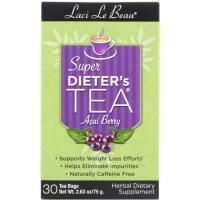 Natrol, Laci Le Beau, Super Dieter's Tea, диетический чай с ягодой асаи, без кофеина, 30 чайных пакетиков, 2,63 унции (75 г)