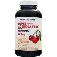 American Health, Супер Ацерола Плюс Натуральный Витамин Жевательный (500 мг) Натуральная ягода 100 вафель