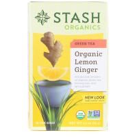 Stash Tea, Green Tea, Organic Lemon Ginger, 18 Tea Bags, 1.2 oz (36 g)