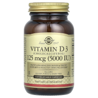 Solgar, Витамин D3 (Cholecalciferol), 5000 МЕ, 120 вегетарианских капсул