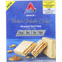 Atkins, Протеиновые вафли, арахисовая паста, 5 шт., 36 г каждая