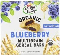 Health Valley, Organic Multigrain Cereal Bars, Blueberry, 6 Bars, 1.3 oz (37 g) Each