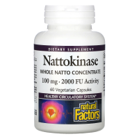 Natural Factors, Наттокиназа, 100 мг, 60 вегетарианских капсул