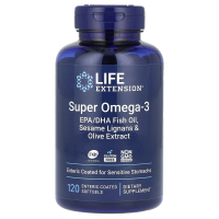 Life Extension, Omega Foundations, Super Omega-3, 120 покрытых кишечнорастворимой оболочкой жидких капсул