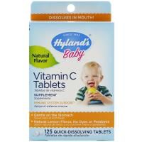 Hyland's Naturals, Для малышей, Таблетки с витамином C, Натуральный лимонный вкус, 125 быстрорастворимых таблеток