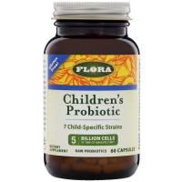 Flora, Пробиотики для детей, 60 капсул