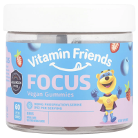 Vitamin Friends, Just Focus, Vegan Gummies, Berry Flavor, 60 Pectin Gummies