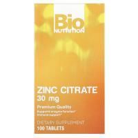 Bio Nutrition, цитрат цинка, 30 мг, 100 таблеток