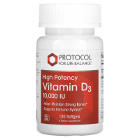 Protocol for Life Balance, Витамин D3, 10000 МЕ, 120 мягких капсул