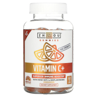 Zhou Nutrition, Максимально активный витамина С + улучшенное средство повышения иммунитета, апельсиновый взрыв, 60 веганских жевательных таблеток