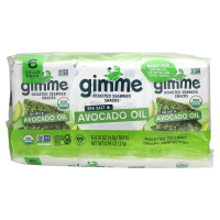 gimMe, Премиальные обжаренные водоросли, морская соль и масло авокадо, 6 шт. 4,5 г (0,16 унции) каждый