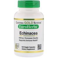 California Gold Nutrition, Эхинацея, EuroHerbs, цельный порошок, 400 мг, 180 вегетарианских капсул