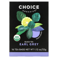 Choice Organic Teas, Органический, Эрл Грей, черный чай, 16 чайных пакетиков, 1,1 унции (32 г)