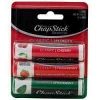 Chapstick, Гигиеническая помада классическая Вишневая, клубничная, мятная 3 упаковки