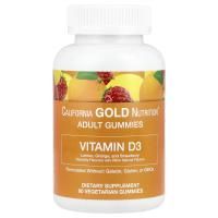 California Gold Nutrition, Органическое происхождение, пастилки с витамином D3, не содержат желатина и клейковины, смесь ароматов ягод и фруктов, 90 пастилок