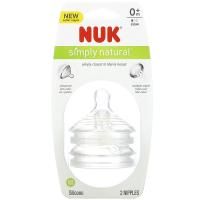 NUK, Simply Natural, Slow Flow Bottle Nipples,  0 + Months, 2 Nipples