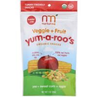 NurturMe, Yum-A-Roo's, Organic Veggie + Fruit Snacks, Pea, Sweet Corn, Apple, 1 oz (28 g)