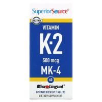 Superior Source, Витамин K2, 500 мкг, 60 микролингвальных быстрорастворимых таблеток