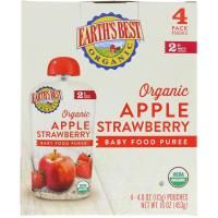 Earth's Best, Organic Apple Strawberry, Baby Food Puree, 6+ Months, 4 Pouches, 4.0 oz (113 g) Each