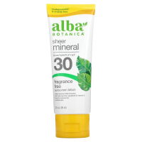 Alba Botanica, Солнцезащитный крем на минеральной основе, для чувствительной кожи, не содержит отдушек, SPF(солнцезащитный фактор) 30, 113 г (4 унц.)