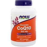Now Foods, CoQ10, With Vitamin E and Lecithin Chewable, 200 mg, 90 Lozenges