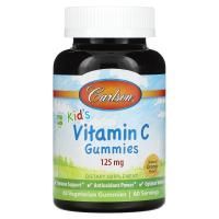 Carlson Labs, Жевательные таблетки с витамином С для детей, Натуральный апельсиновый вкус, 125 мг, 60 вегетарианских жевательных таблеток