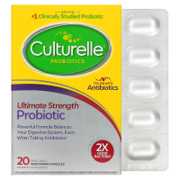 Culturelle, Дополнительная сила, здоровье системы пищеварения, ежедневная формула с пробиотиками, 20 капсул в растительной оболочке для приема 1 раз в день