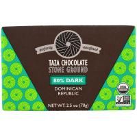 Taza Chocolate, Органический темный шоколад 80%, размолотый жерновами, Доминиканская республика, 70 г (2,5 унции)