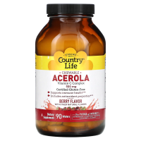 Country Life, Acerola, Vitamin C Chewable, Berry, 500 mg, 90 Wafers